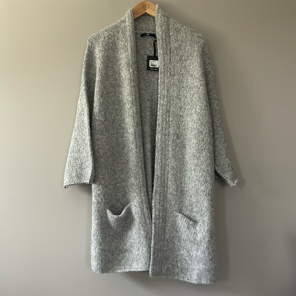 NWT Jarbo‎ Pocket Cardigan Alpaca Wool Heathered Gray Sz 1 (US Size 8-12)